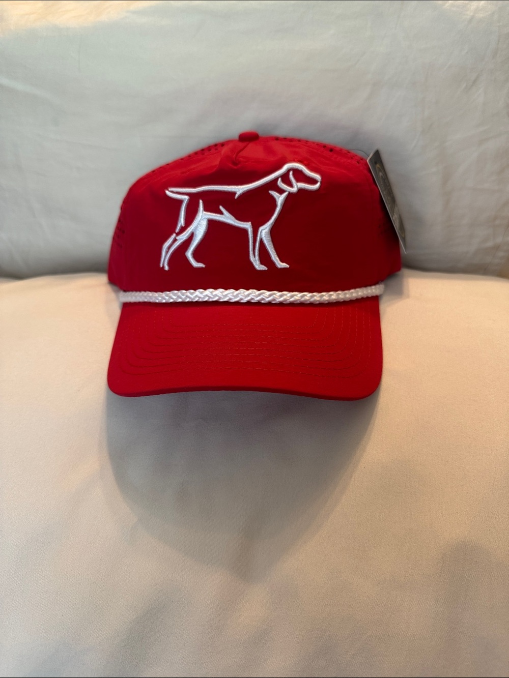 Unbranded Red Rope-Trim Dog Embroidered Cap